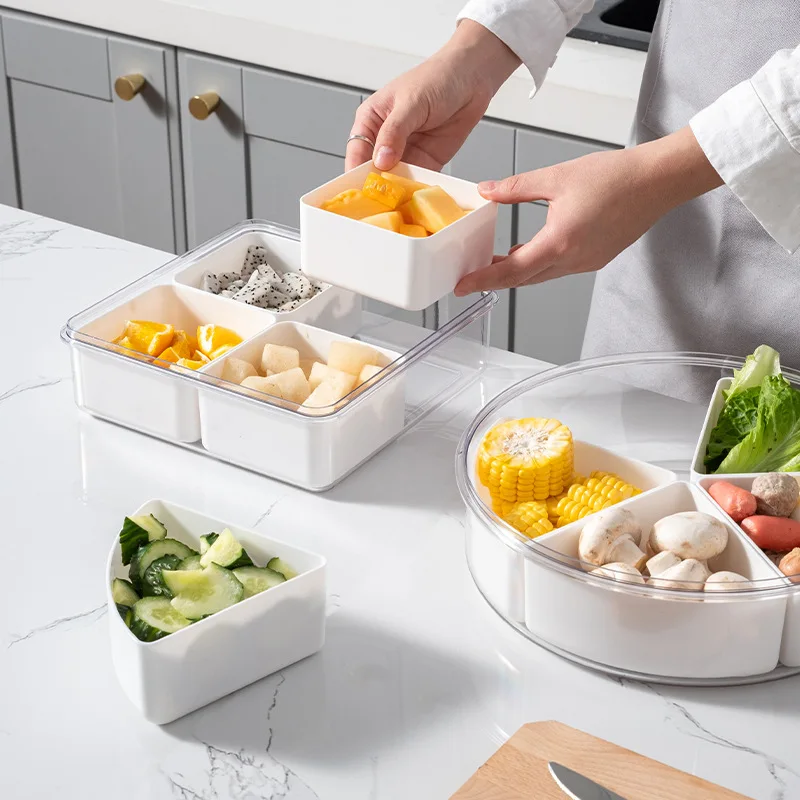 Fruit Tray Compartment Storage Box Home Living Room Candy Snack Nut Box Dried Fruit Tray Refrigerator Sealed Storage Box