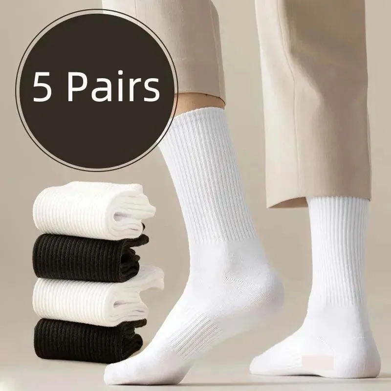 

5 Pairs Men Socks Cotton Breathable Long Business Harajuku Socks Solid Gentleman Sox Sokken Outdoor Sports 5 Pairs/Lot Socks