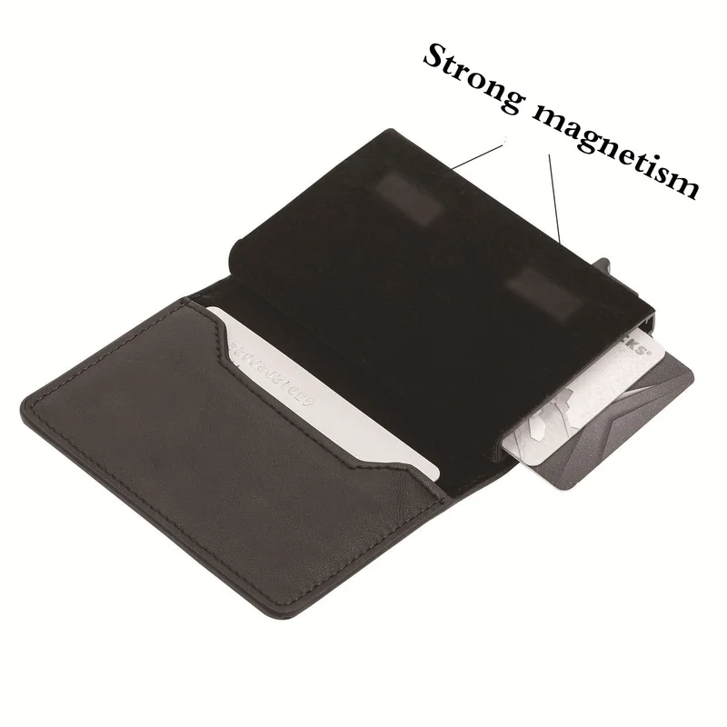 Portefeuille Smart Air Tag pour hommes, porte-cartes de crédit RFID, portefeuilles en aluminium pop-up, cuir PU, étui Airtag en fibre de carbone,