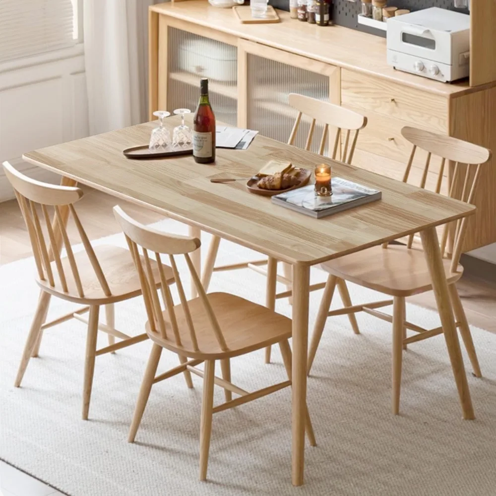 طاولة طعام من الخشب الصلب مستطيلة صغيرة حديثة من منتصف القرن لمساحات المطبخ المدمجة