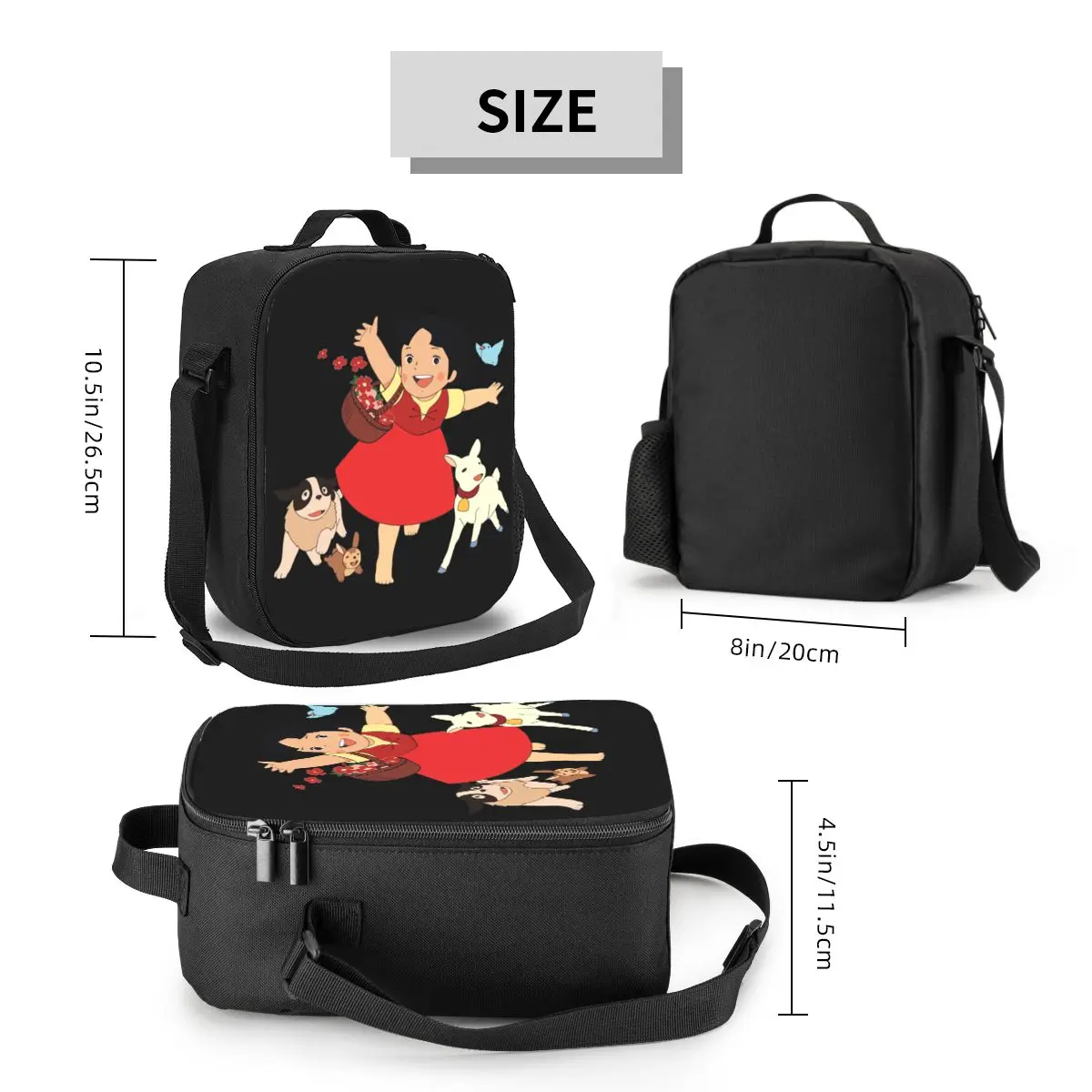 Heidi The Girl Lunch Bag For Child Anime Lunch Box Retro Work Cooler Bag Portable Oxford Tote Food Bags