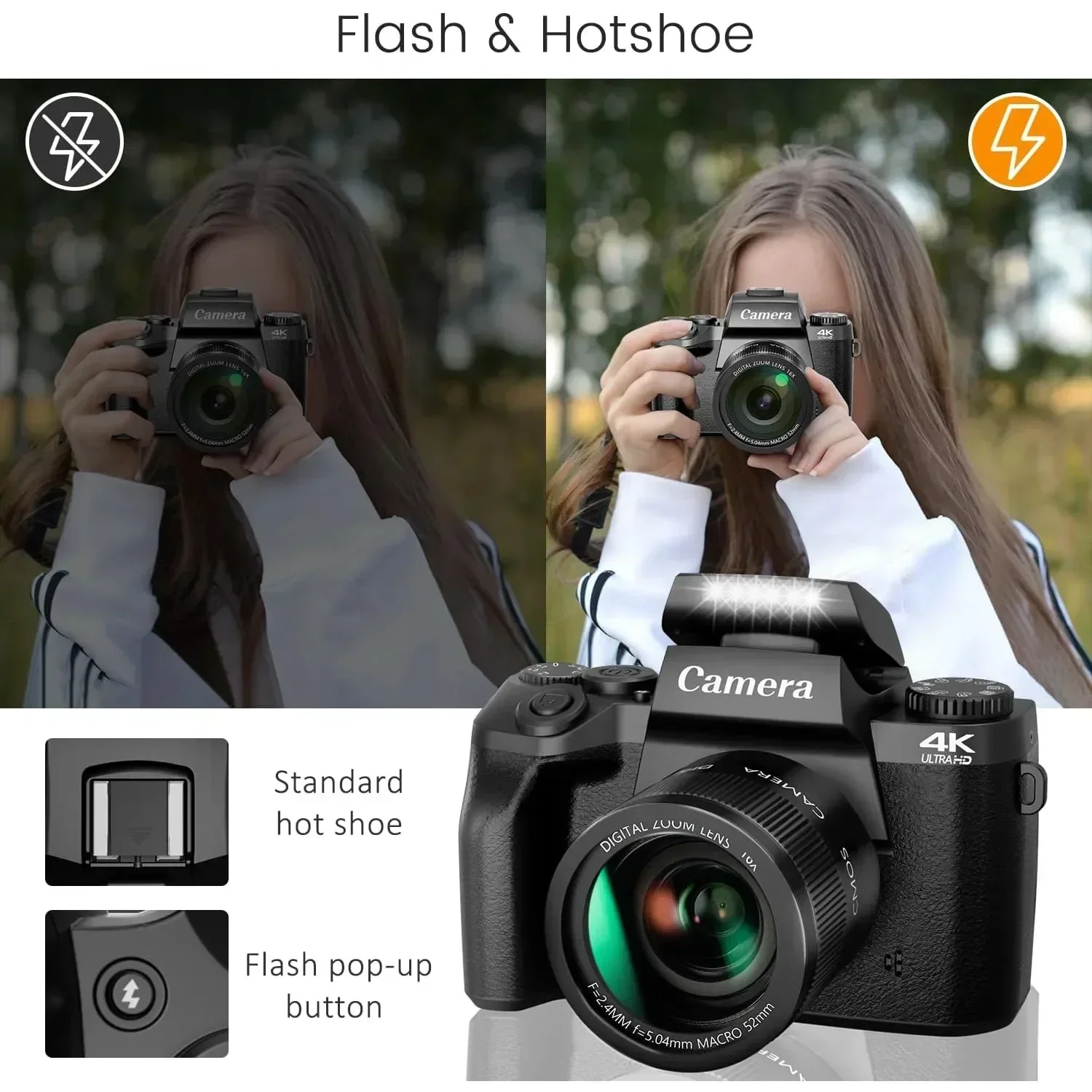 4K DSLR Cameras for Photography 64MP WiFi Auto Focus YouTube Vlogging Video Cameras 60FPS Livestream Camcorder 4\