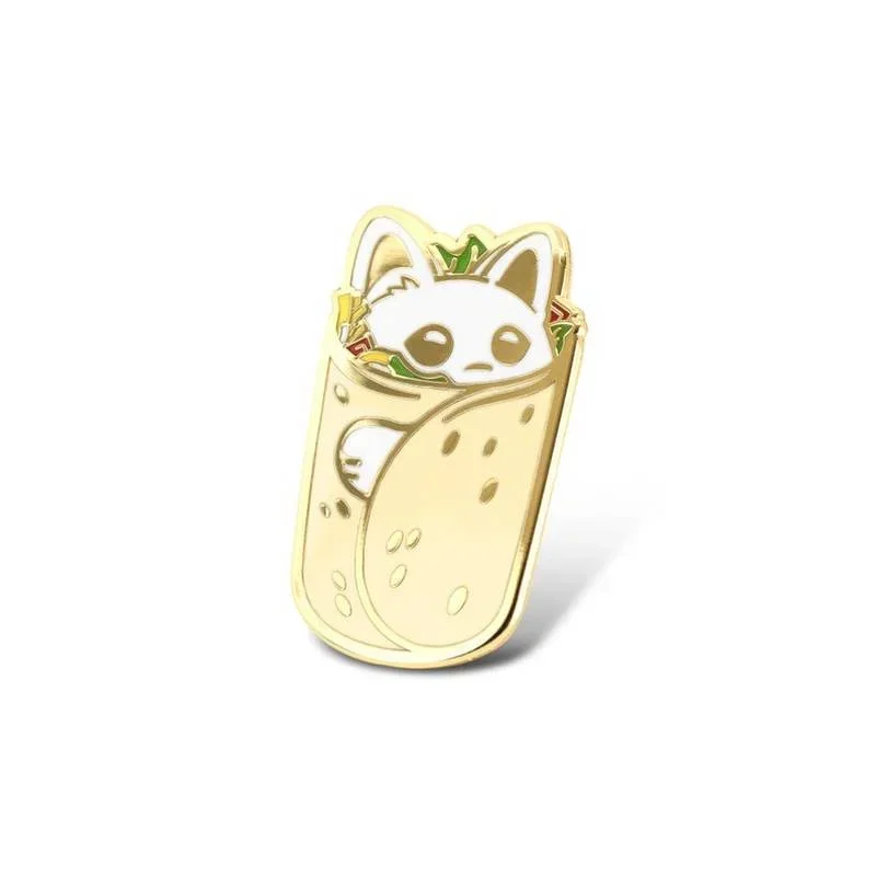 Cute Purrito Burrito Cat Enamel Pin Lapel Pins Badge Brooch for Jewelry Accessory