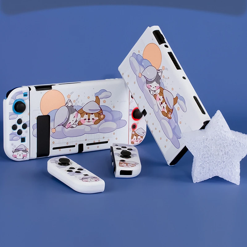 

Switch OLED Protective Shell Kawaii Cat Dog Case PC Hard Anti-slip Split Protection Cover For Nintendo Switch OLED Accessories