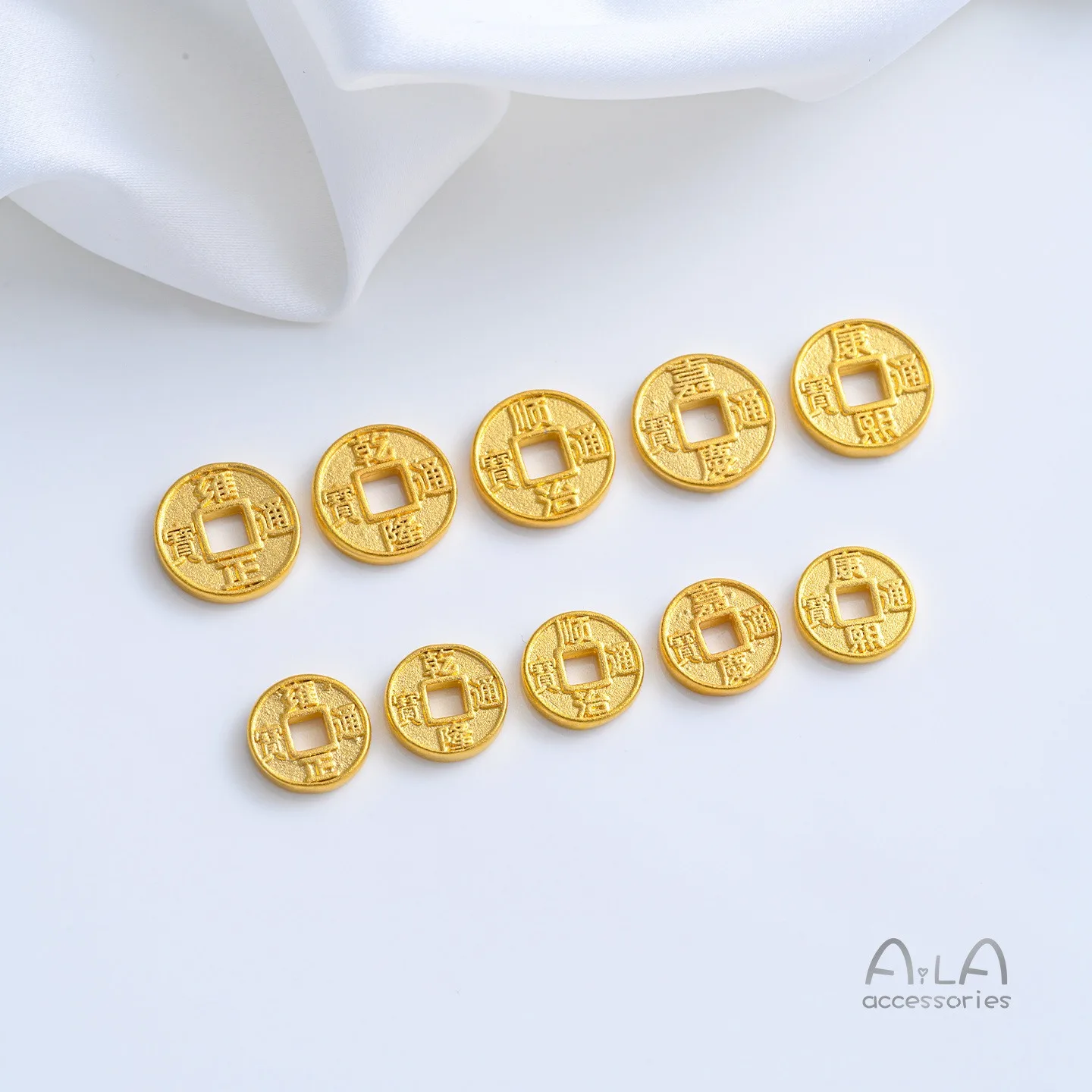 Gold Plated Brass Five Emperors Coins Spacer Beads Copper Coin Pendants DIY Sand Gold Bracelet Necklace Jewelry Findings