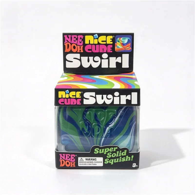 Needoh Nice Cube Swirl Fidget Squeeze Toy Soft Maltose Slow Rebound Soothing Sensory Toy Adult ADHD Autism Anxiety Relief Gift