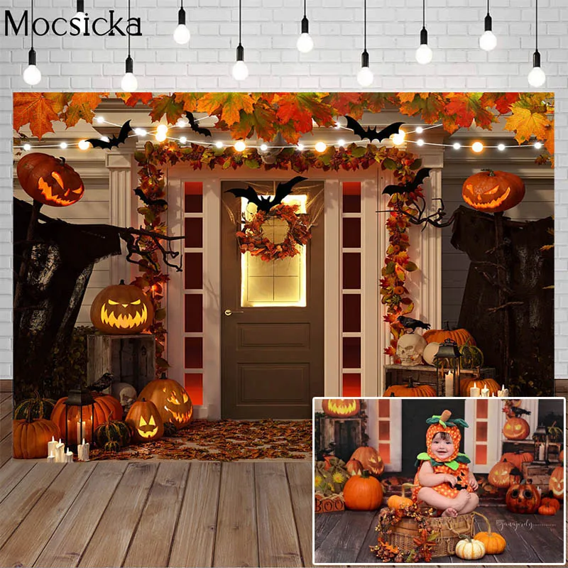 ฤดูใบไม้ร่วง Maple Leaves การถ่ายภาพฉากหลัง Photocall ฟาร์ม Haystack ตกแต่งเด็กภาพพื้นหลัง Photo Studio ฤดูใบไม้ร่วงฟักทอง