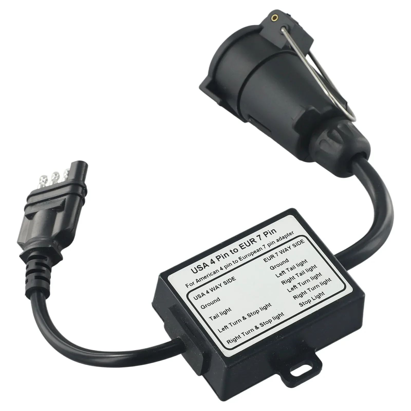 US 4Pin To EU 7Pin Trailer Adapter Lead Converter With-Cable Wiring Connector 12V Plug Socket Caravan Electric Adapter Socket
