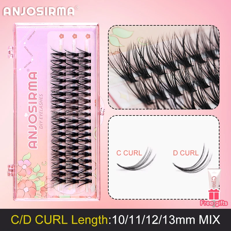 ANJOSIRMA C/D Curl Individual False 10D/20D/30D/40D Eyelash extension Pure Natural Style High quality D Curl Lashes