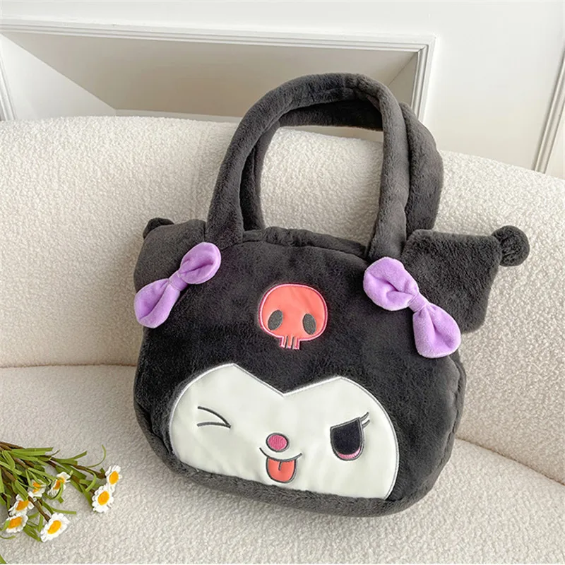 Kawaii Sanrio плюшевая сумка Kuromi рюкзак Cinnamoroll Наплечная Сумка тоут макияж мультфильм My Melody Plushie большая сумка подарок девушки