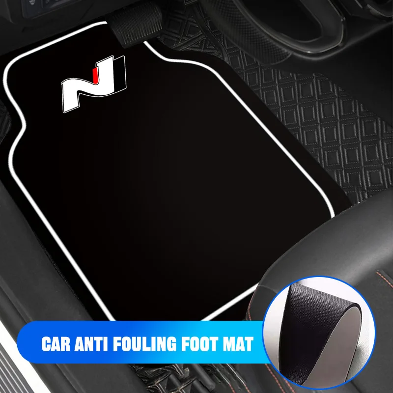 2/4pcs Leather Car Floor Mats Carpet Cushion For Hyundai N Line i20 i30 ix25 ix35 Elantra Kona Sonata Tucson Nx4 JM TL Accessory