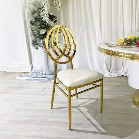 * Newest Design Cross Back Wedding Chair Gold or Silver Luxury Stainless Steel Chairs for Wedding