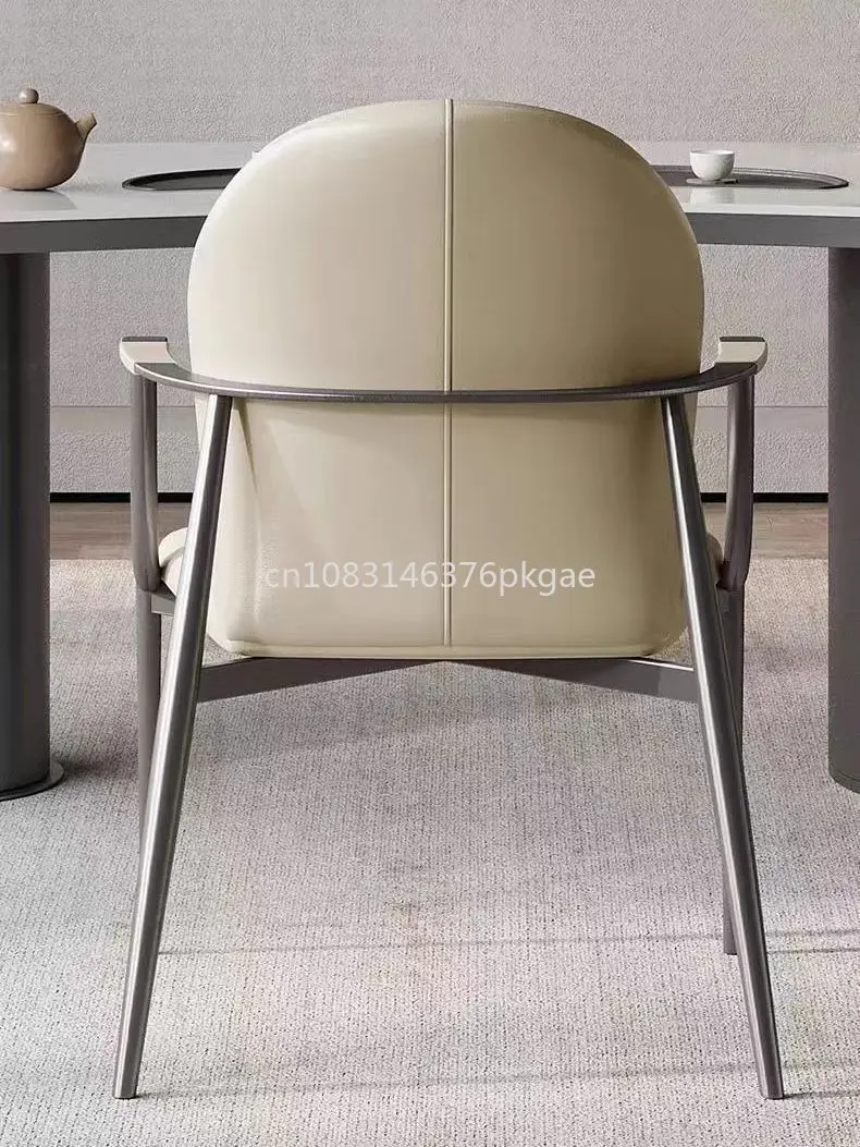 Modern Simple Light Luxury Armrest Leather Master Chair Casual Dining Chair Minimalist Back High-end Desk Chair Furniture