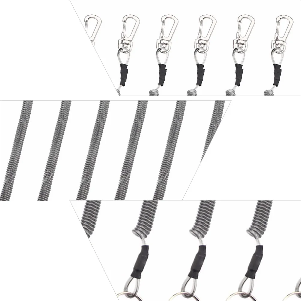 6 قطعة حامل قضيب الصيد حبل الربيع مكافحة خسر حبل لملحقات الصيد في الهواء الطلق قابل للسحب أدوات معدات الأمن المرنة