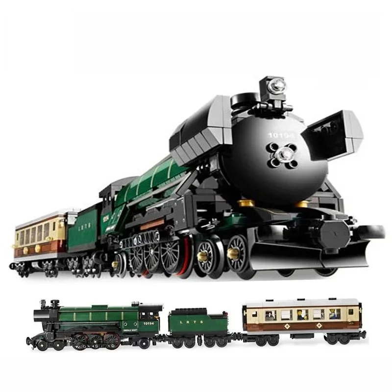 New City High Tech Retro Steam Train Large-Scale Technical Brick Compatible 10194 Building Blocks Set Toys for Adults Children