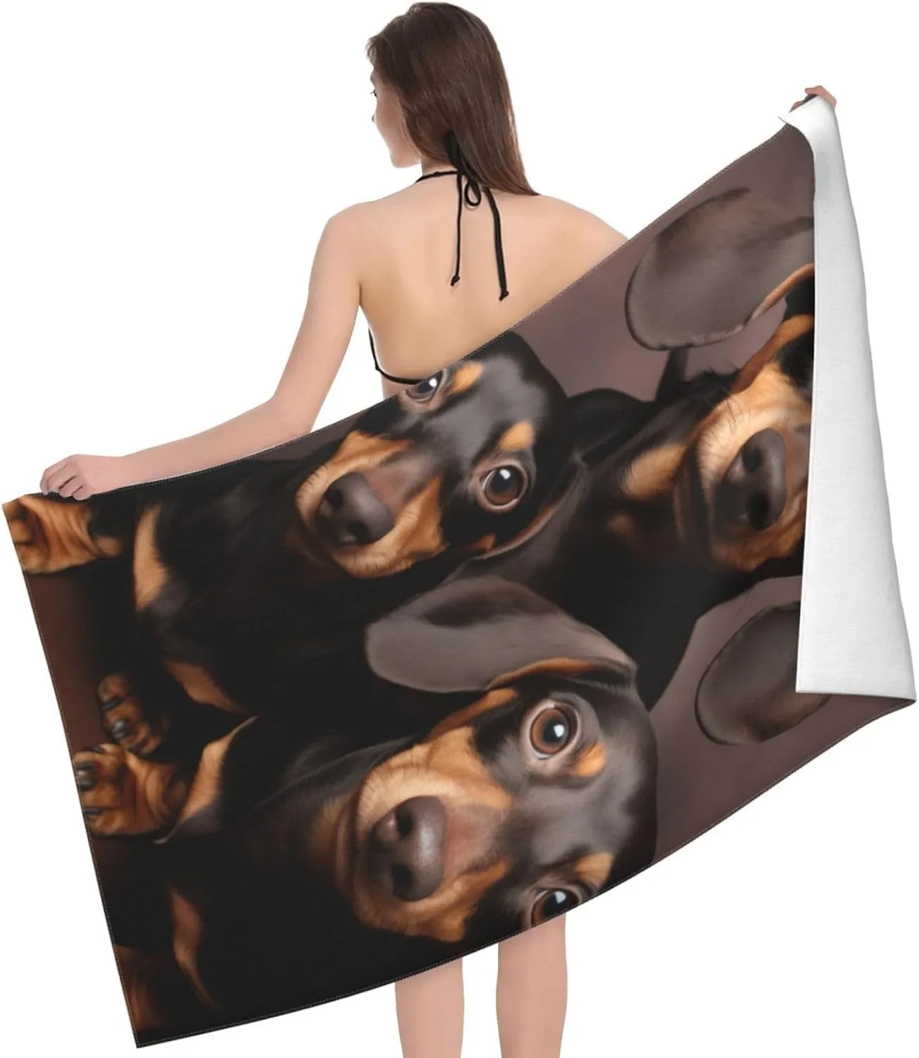 HD Cute Dogs Beach Towel for Family stuffs friend Gifts Quick-Dry Sand free For Bath Yoga Tourism Beach Camping Swimming GYM