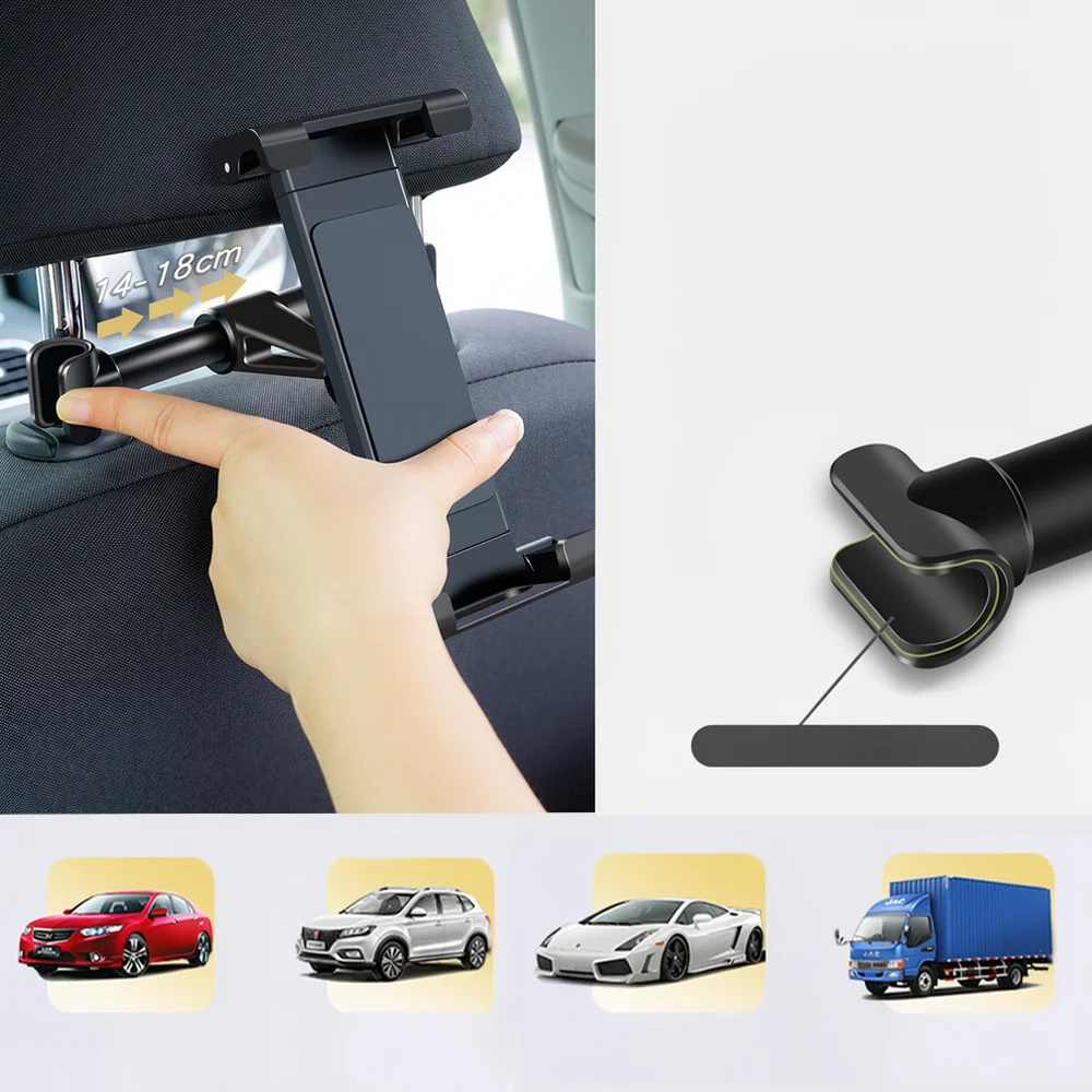 Automotive Backseat Mount Universal Tablet Phone Holder Adjustable Headrest Stand For Travel Accessory