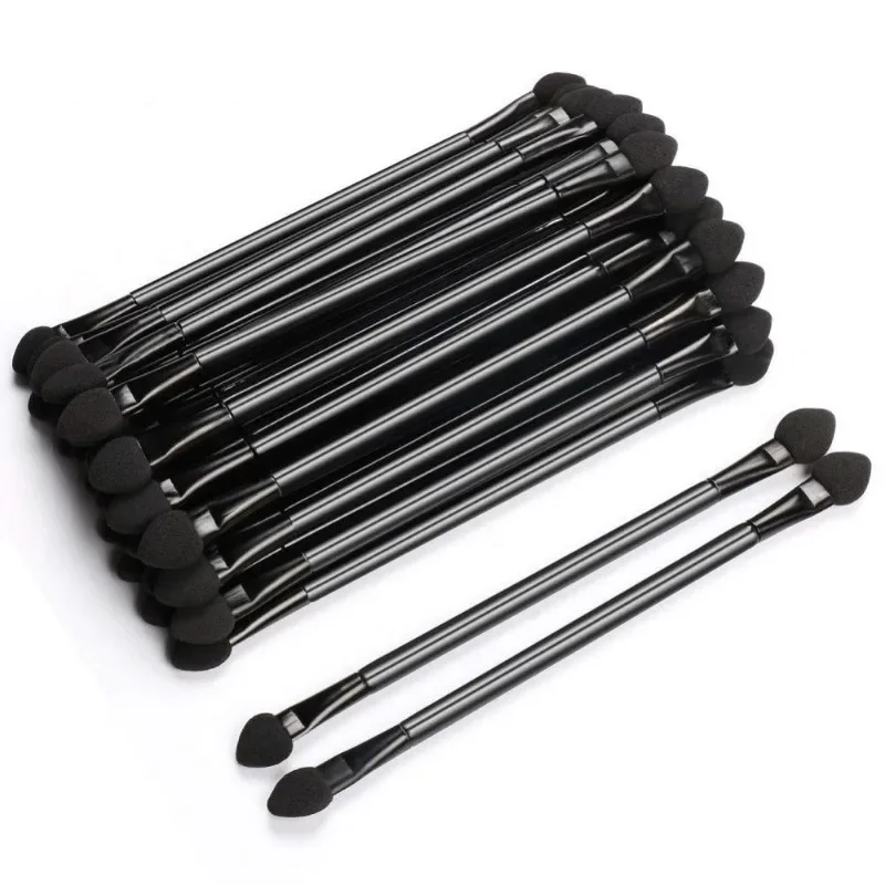 Mode Neue 10Pcs Tragbare Lidschatten Pinsel Doppel-headed Schwarz Lidschatten Schwamm Pinsel Make-Up Supplie Zubehör Geschenk