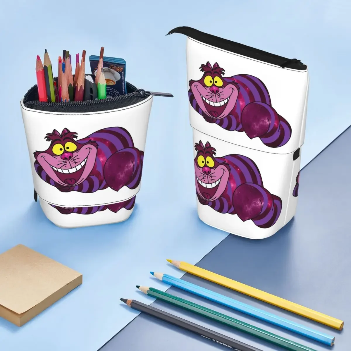 

Cheshire Space Cat Reversible Pencil Case for Students Gifts Pen Box Pencil Bag Stationery Supplies Pen Holder Bag