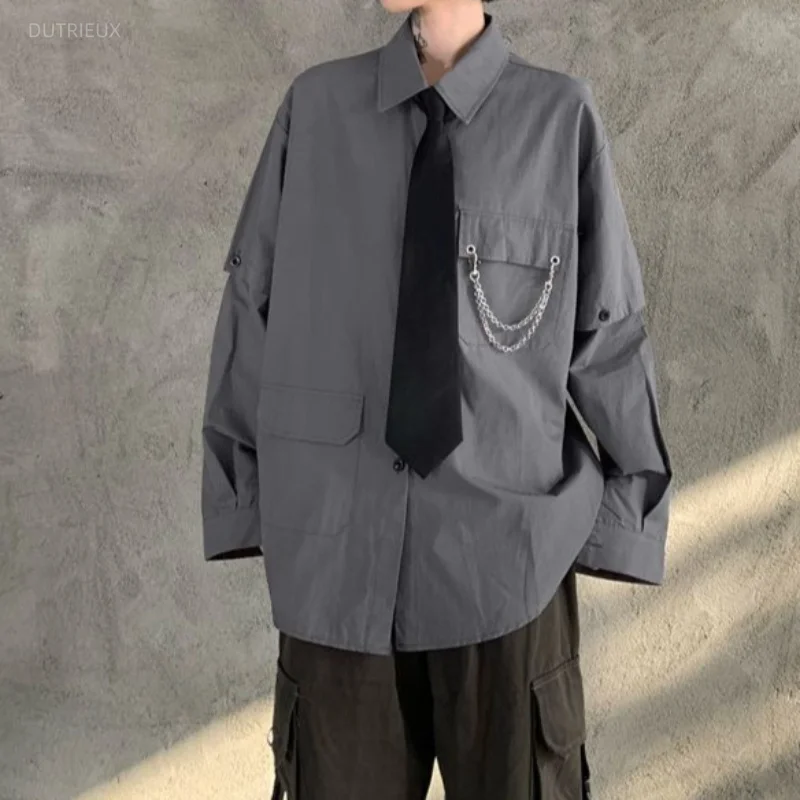 Harajuku Women Shirts Detachable Sleeve Spring Summer Japanese Style Blouses Solid Vintage Loose Blusas Mujer