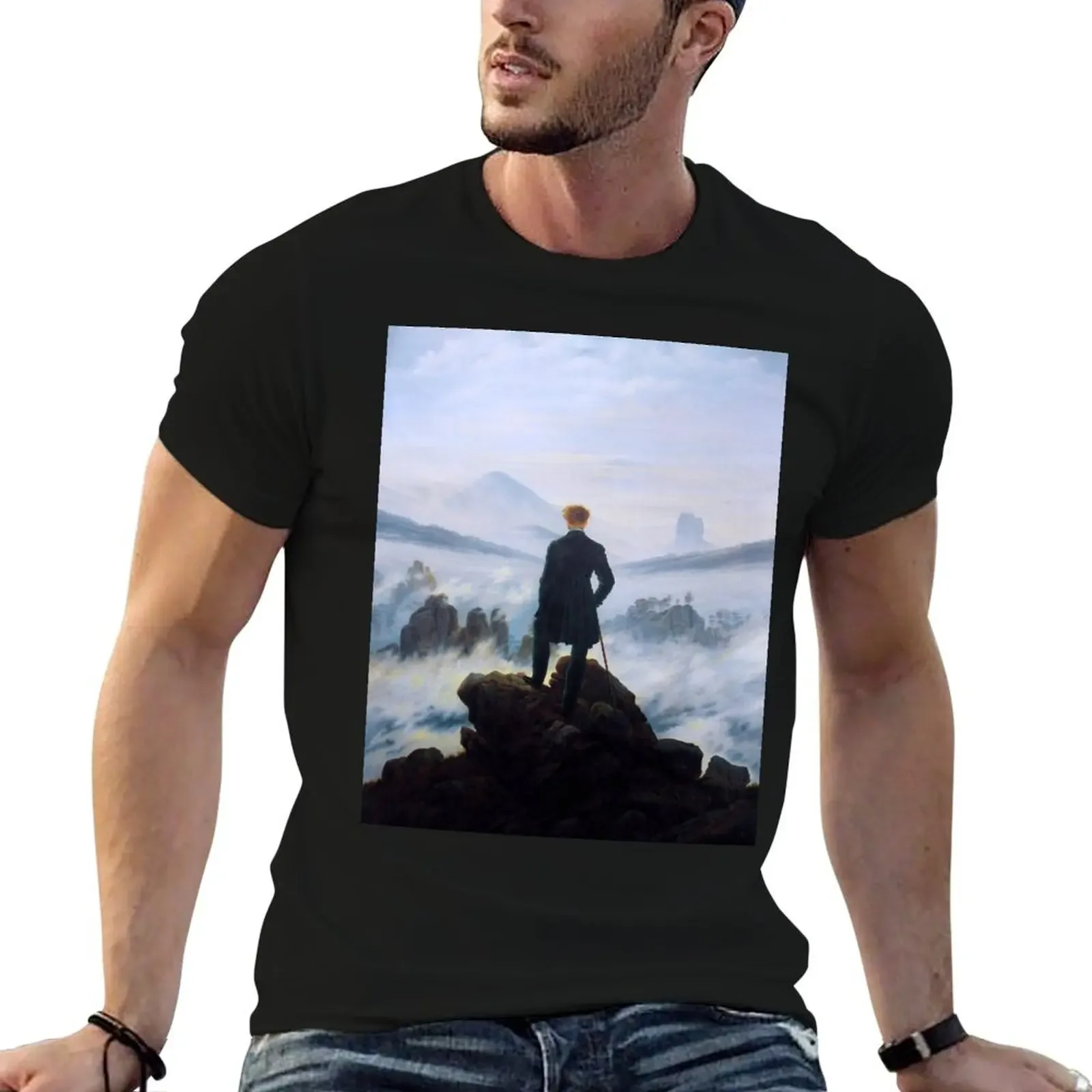 Caspar David Friedrich Wanderer above the sea of fog T-Shirt hippie clothes new edition customizeds clothes for men