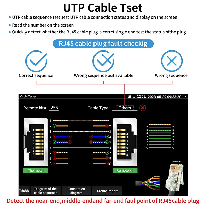 Noyafa-CCTV IPC Tester, Monitoramento de Segurança, Network Cable Test, IP 715, 8MP, AHD, CVI, TVI Camera, entrada VGA HDMI, 5.4 \