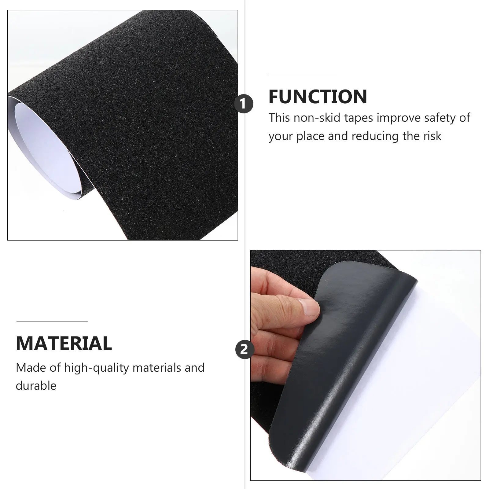 4Pcs Grip Stickers for Stairs Black Anti-Skid Strips PVC Non-Slip Tape for Indoor Outdoor Staircases Showers Decks Ladders