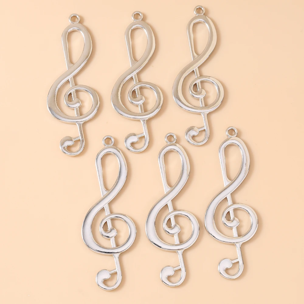 Leslie 10 Stück 21*60mm Große Modische Metall-Musiknoten-Anhänger Passend für Schmuckherstellung DIY Handgemachte Halskette Schlüsselanhänger Zubehör – Detail 6