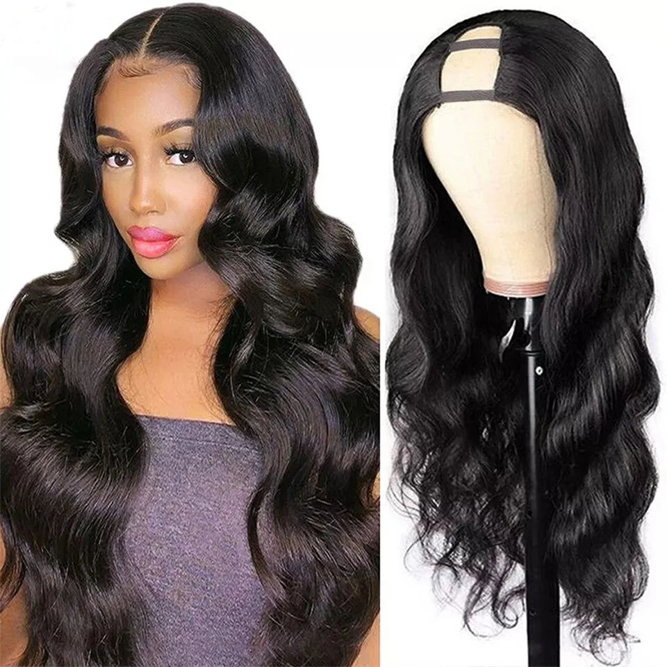 16-30inch Long Body Wave V Part Wigs Synthetic Remy Hair Glueless Cheap Wigs For Women 180% Density Brazilian Wig  Daily Use