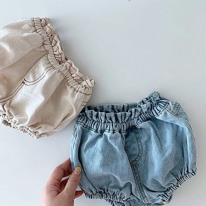 Spring Summer New Infant Kids Denim Shorts Heram Pants Newborn Baby Boys Girls Pp Pants Clothes Kids Bloomers 0-3T