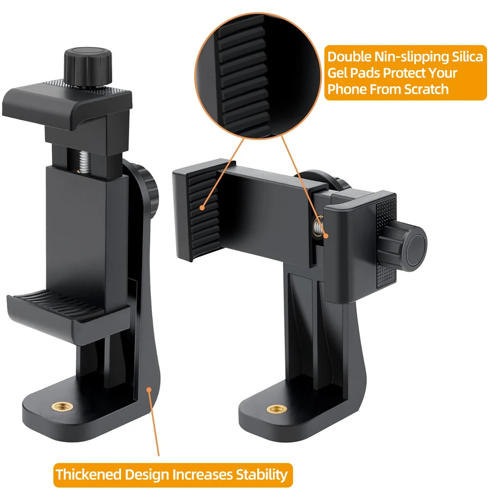 For iPhone 360° Tripod Phone Mount 1/4"Screw Mobile Phone Clip Tripod Mount Adapter Adjustable For Samsung iPhone Huawei Realme image 4