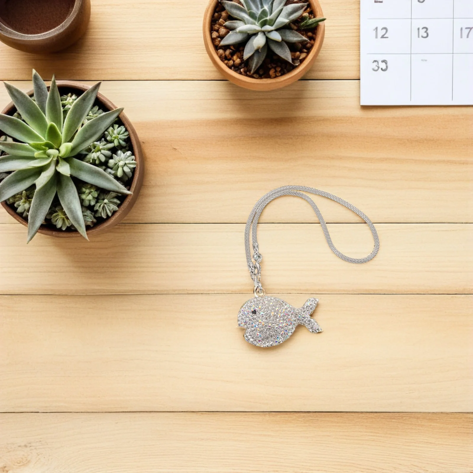 

Trendy Mirror Decoration Bling Fish Pendant Colorful Rhinestones Car Hanging Pendant Oceaninspired Stylish Car Fish Ornament