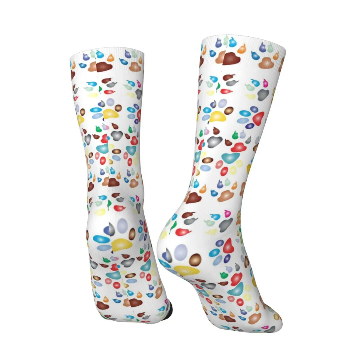 All Seasons Colorful Pet Paws Element Printed Socks Harajuku Sport Middle Tube Socks Casual Stockings for Men Women