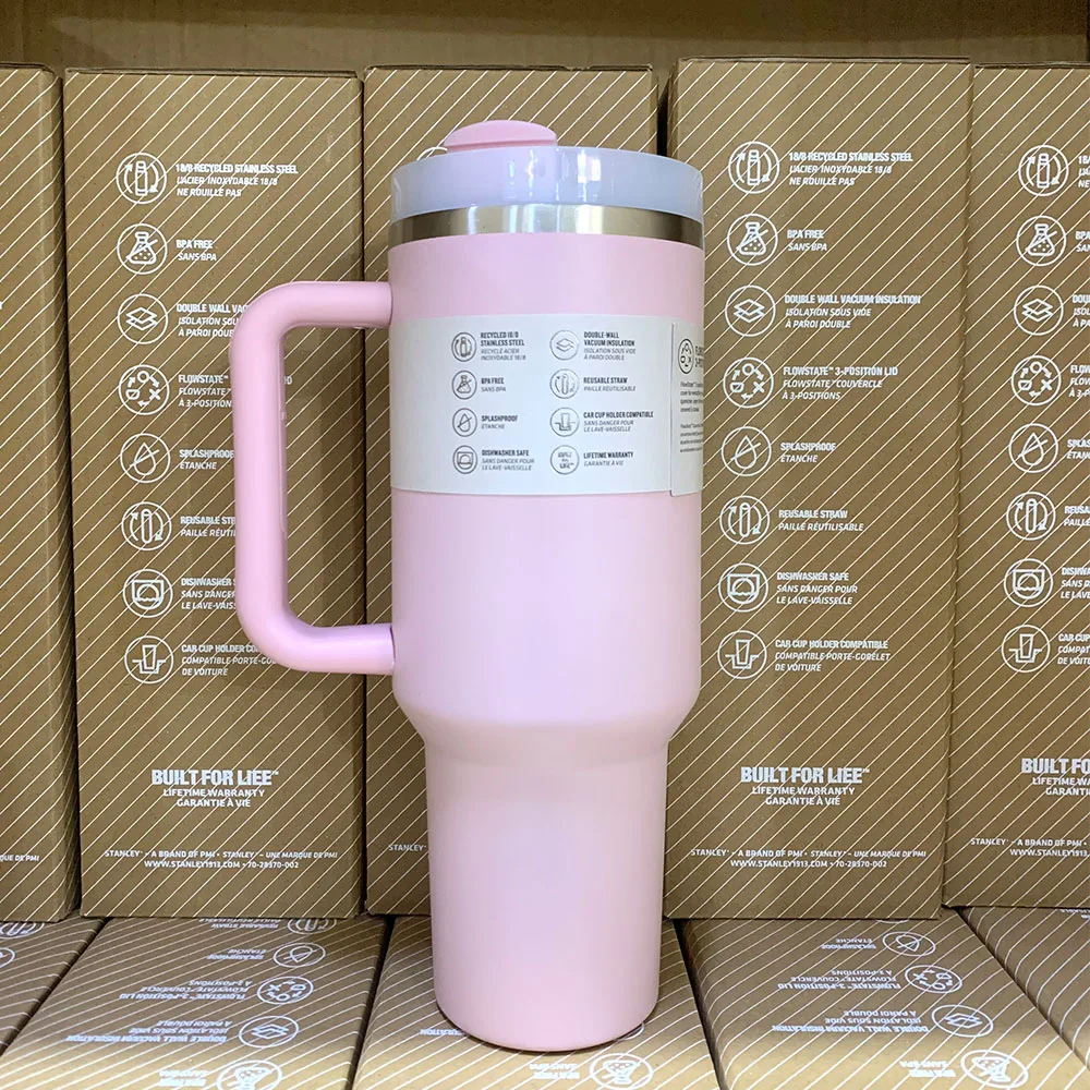 40 أوقية 2025 مقبض القش فراغ معزول سيارة القدح ستار الأزرق غطاء الفولاذ المقاوم للصدأ جدار مزدوج الحرارية مثلج كوب السفر ل s