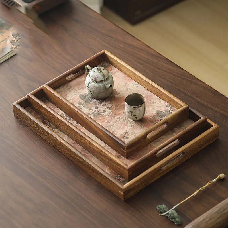 Chinese Wooden Tea Tray Serving Decorative Accessories Table Ceremony Tea Tray Living Room Hospitality Bandejas Home Products