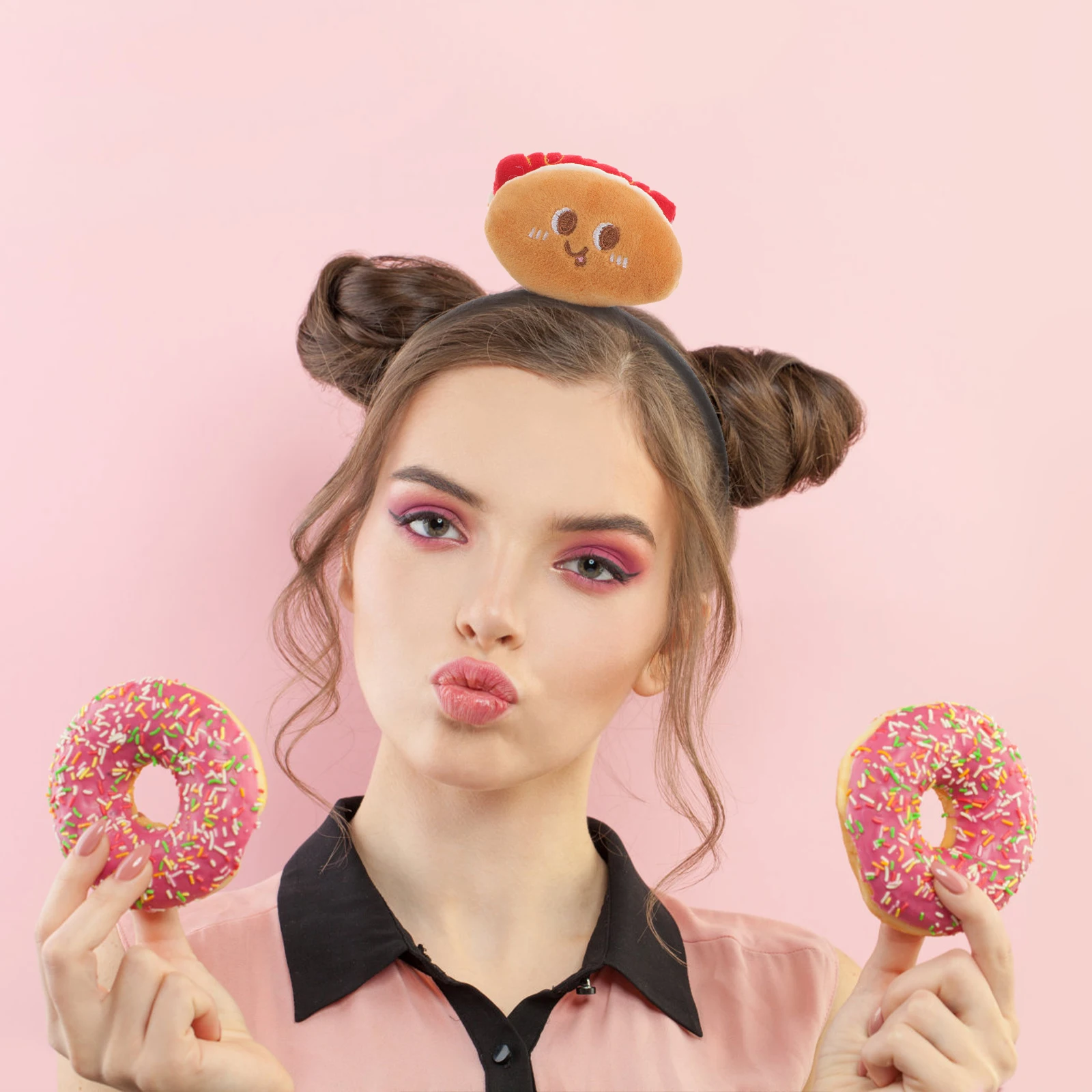 

Cartoon Hot Dog Headpiece Funny Costume Accessory Durable Cloth Halloween Women Adult Cosplay Headband Accessories