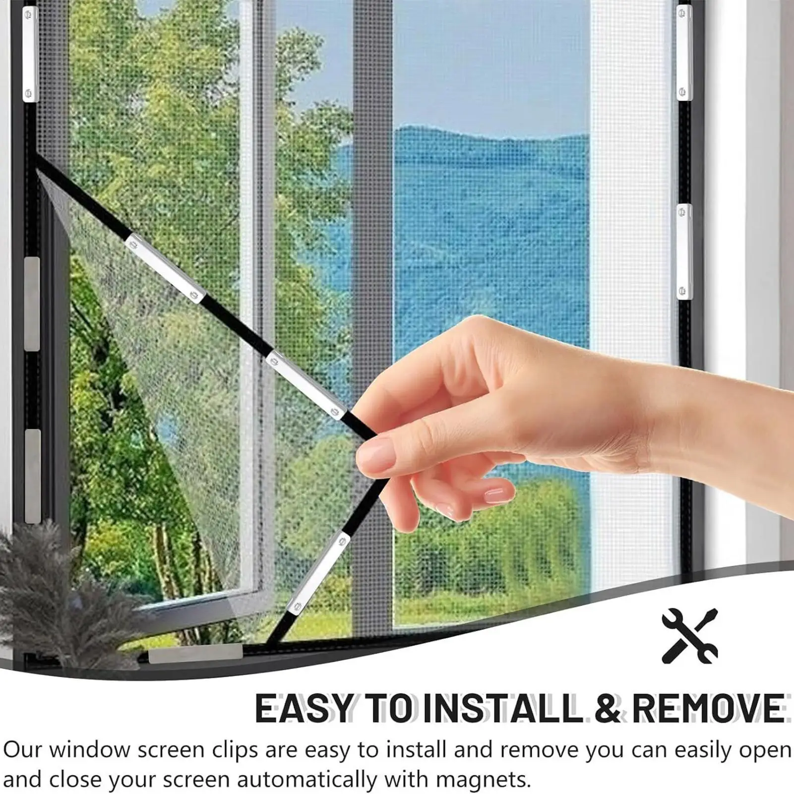 

Magnetic Window Screen Clip Self-Adhesive Window Fixation Buckle for Mosquitoe Net Windows Doors Nail Free Insect Protection