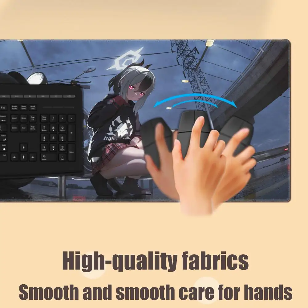 لوحة ماوس ألعاب رائعة Onikata Kayoko Blue Archive لوحة ماوس ألعاب كبيرة مع حافة قفل لوحة مفاتيح الكمبيوتر الجدول حصيرة مكتبية