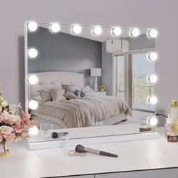 FENCHILIN Vanity Mirror with Lights Hollywood Lighted Makeup Mirror with 15 Dimmable LED Bulbs for Dressing Room Tabletop