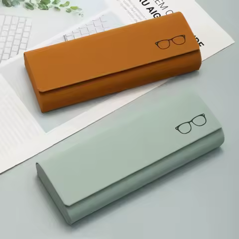 Personalized Simple Rectangular Glasses Storage Box with Glasses Pattern, Pressure-Resistant Portable Hard-Shell Glasses Case