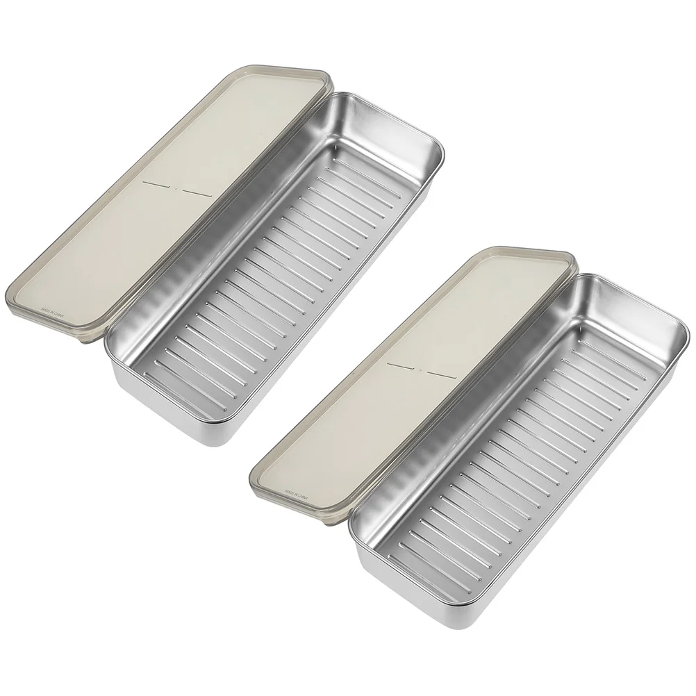 

2pcs 304 Stainless Steel Fridge Boxes 27x10x5cm 1000ml Large Capacity Containers Food Storage Fruit Vegetable Preservation