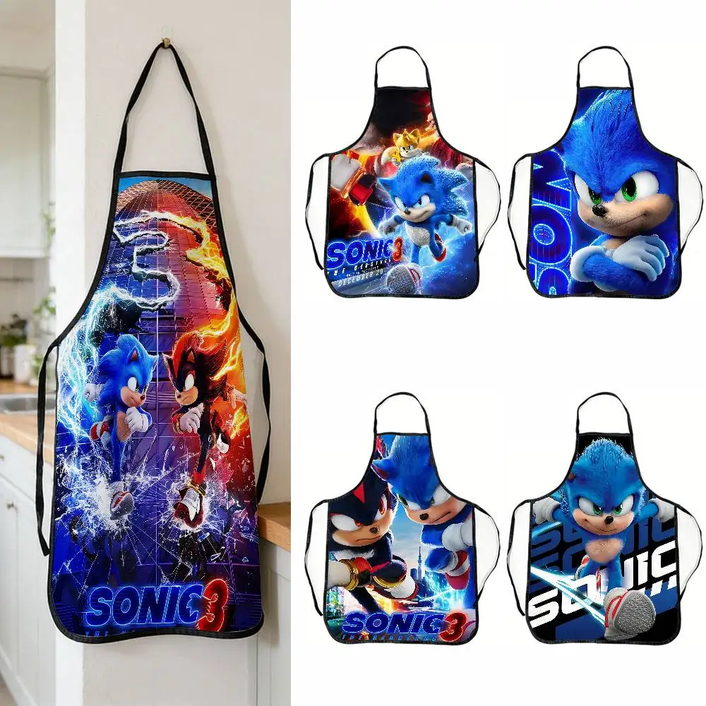 Delantal de cocina Anime S-SonicS, delantal de chef para limpieza del hogar, cocina, repostería, jardinería, ropa de mujer