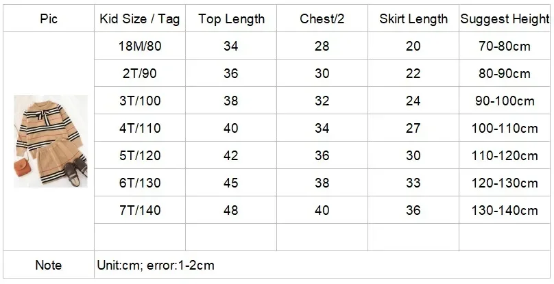 Spring Autumn Girls Knitted 2 Pieces Suit Top+skirt Fall Sets for Children Girls Clothing  Kids Clothes