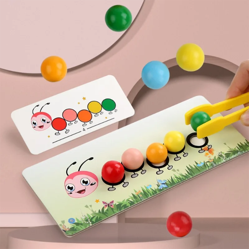 Kinder Montessori Clip Perlen Spielzeug feine Aktion Trainingsball Früherziehung Farberkennung Puzzle Spielzeug
