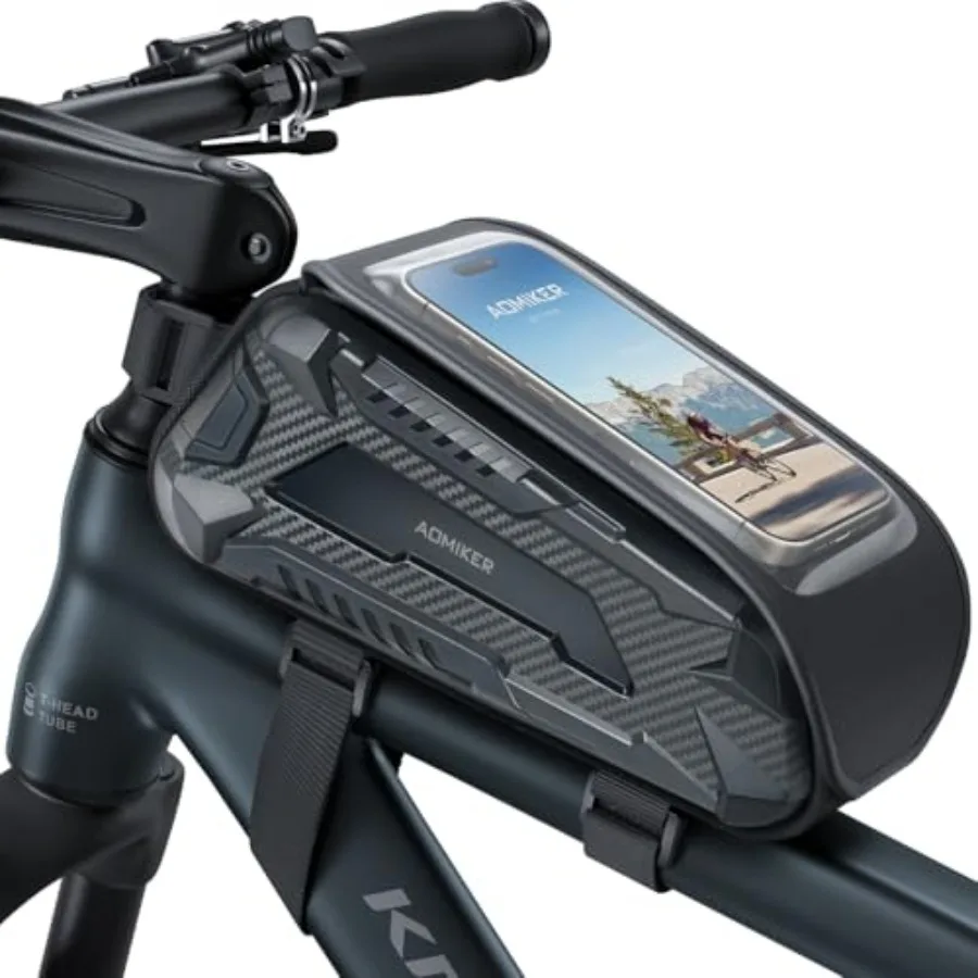 

Waterproof Bike Frame Bag - [2025 Quick Zipper] Bike Phone Bag with 1.6L Capacity, Bicycle Top Tube Bag, Bike Phone Mount Holde