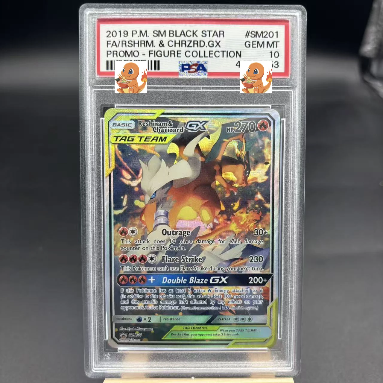 Bricolage 1 pièces/ensemble Pokemon PTCG Psa Reshiram & Charizard GX auto-contrôle recueillir Signature commerce carte Flash Anime dessin animé cadeau