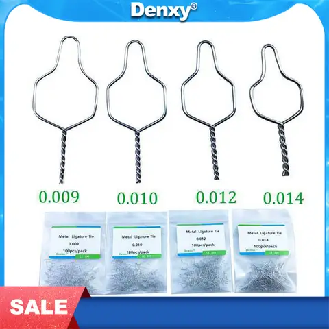 DENXY 500 pcs Orthodontic Kobayashi Wire Dental Arcwhire Metal Ligature Tie Preformed Ligature Wire Orthodontic Bracket