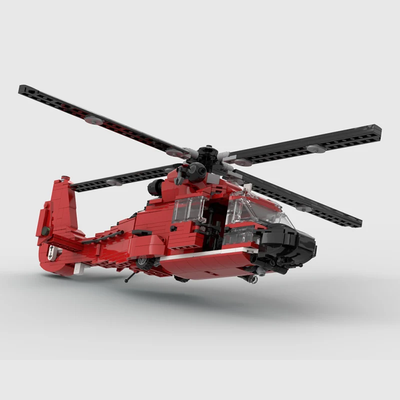 Retractable Landing Gear Helicopter Model MOC Building Bricks War Equipment Modular Technology Gifts Assemble Children Toys Suit