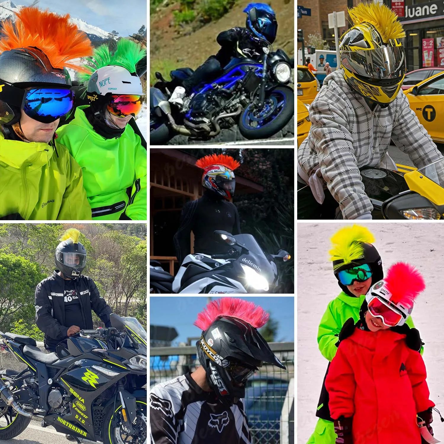 Synthetic Creative Personality Motorcycle Electric Helmet Decoration Mohawk Wig Motorbike Helmet Accessories Cosplay Styling