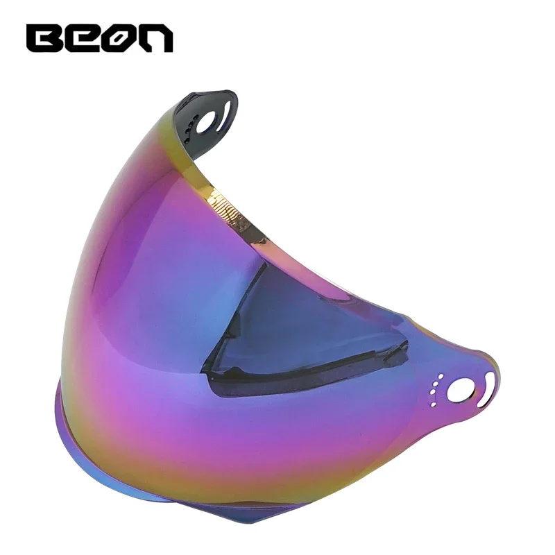 BEON-Demi-casque de moto, B112, Lentilles arc-en-ciel, Coloré, Plaqué argent, Thé profond, Protection solaire transparente, Wi